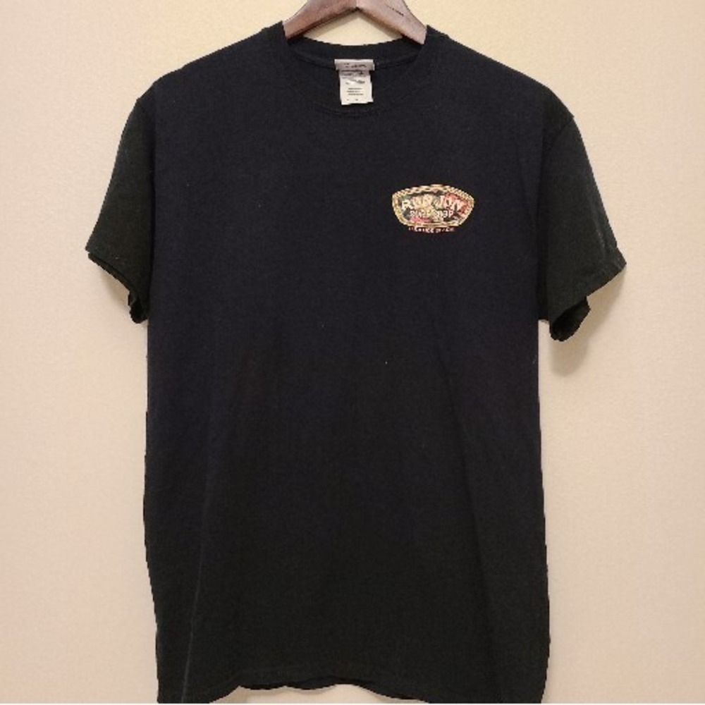 Ron Jon Surf Shop Men T-Shirt Med Black Logo Orange Beach Short Sleeve Crew Neck